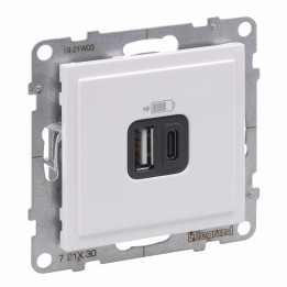 SUNO 2 CHARGEUR USB TYPE A+C 3A 15W BLANC