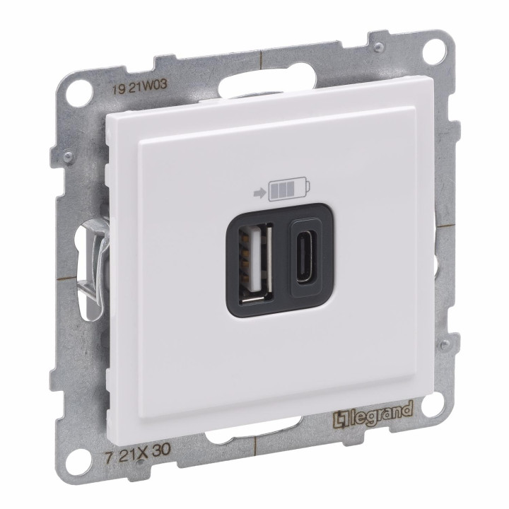 SUNO 2 CHARGEUR USB TYPE A+C 3A 15W BLANC