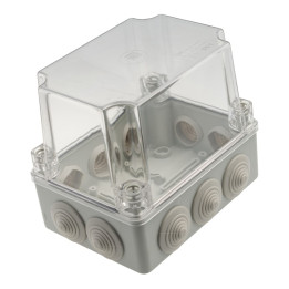 S-BOX box surface mounting IP65 150x110x140mm transparent cover with glands grey
