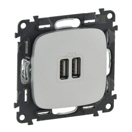 Розетка Valena Allure USB 2.4A - алюминий