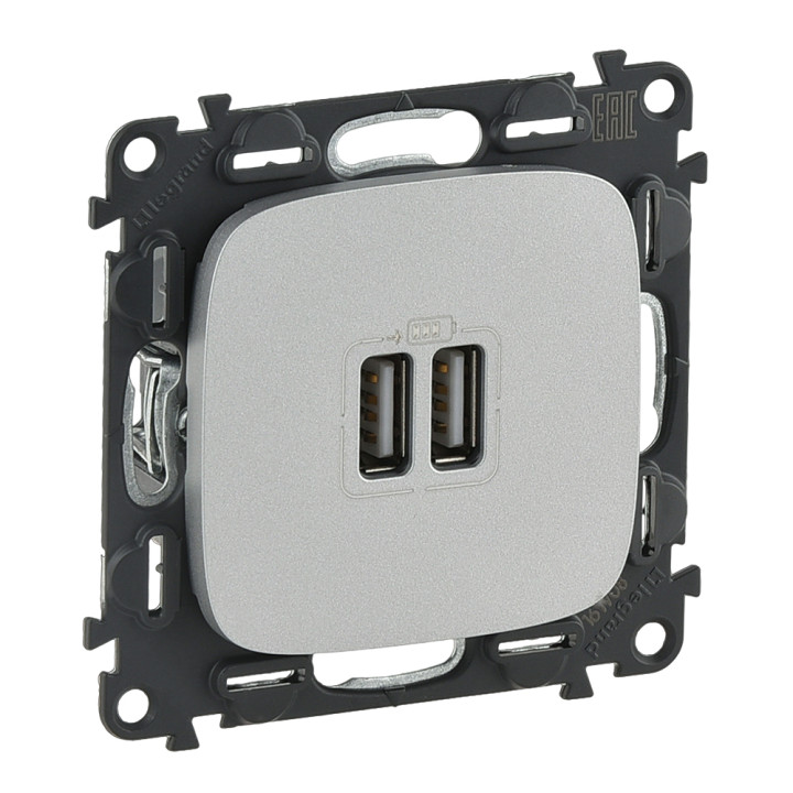 Розетка Valena Allure USB 2.4A - алюминий