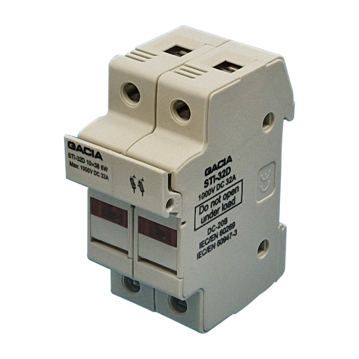 STIDPV-32-2 Fusible cylindrique PV 10x38 sectionneur LED, 2P, 32A, 1000V