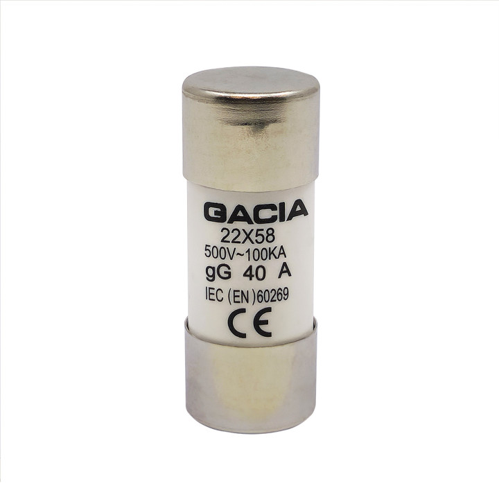 22x58 gG 40A cylindrical fuse link 500VAC