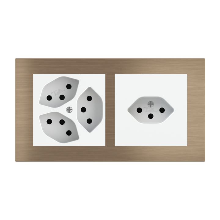 Magnetic plate 2-fold (60x60 | 60x60 mm window - 68 mm centre distance) Proxima series Metal Dark Chocolate