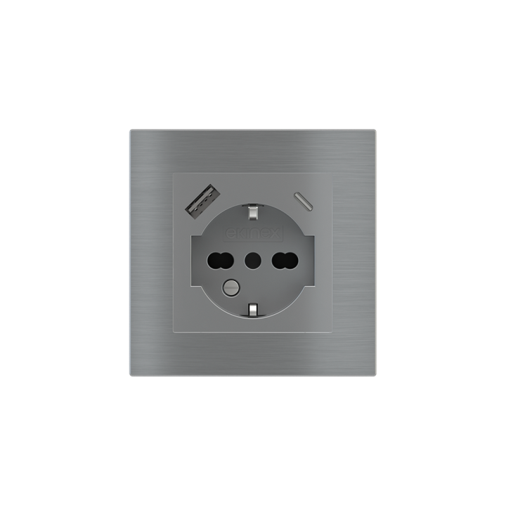 Square Plate Deep (FF/71/20Venti) (87x87) 1 window (55x55) Metal Titanium