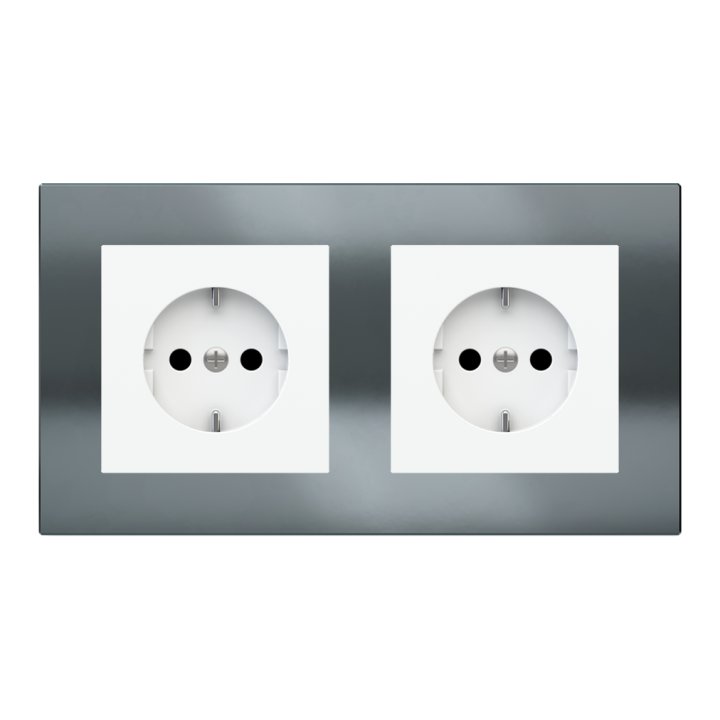 Rectangular Plate Deep (FF/71/20Venti) (87x158) 2 windows (45x45)+(45x45) Metal HT Black