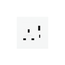 2 USB port (Type A+TypeC) painted Square Cover UK socket (55x55) White Plastic