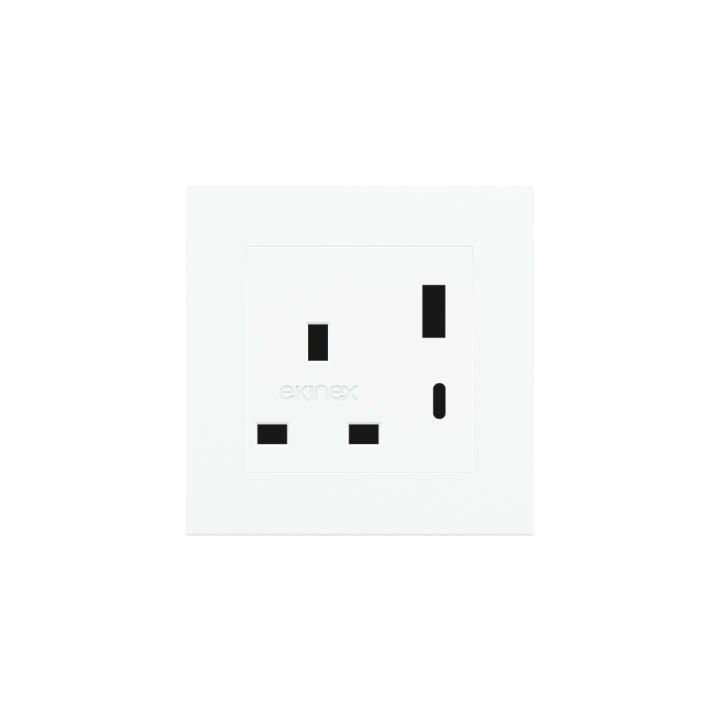 2 USB port (Type A+TypeC) painted Square Cover UK socket (55x55) White Plastic