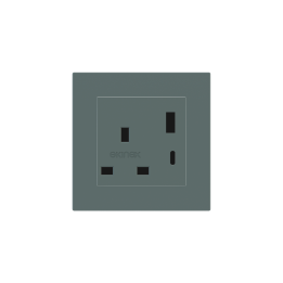 2 USB port (Type A+TypeC) painted Square Cover UK socket (55x55) Fenix NTM Green Commodore