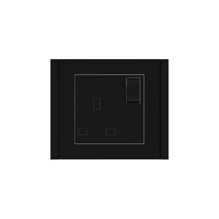 Square Painted Cover UK socket (55x55) Black Plastic