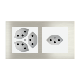 Magnetic plate 2-fold (60x60 | 60x60 mm window - 68 mm centre distance) Proxima series Metal Steel Brushed