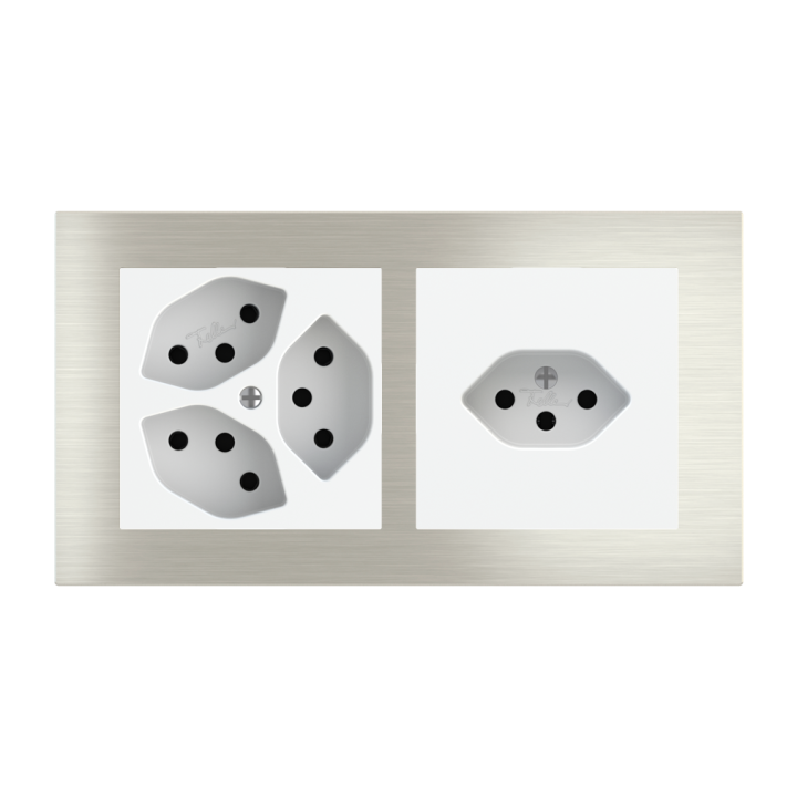 Magnetic plate 2-fold (60x60 | 60x60 mm window - 68 mm centre distance) Proxima series Metal Steel Brushed