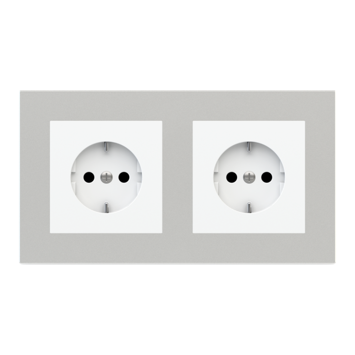 Rectangular Plate Deep (FF/71/20Venti) (87x158) 2 windows (45x45)+(45x45) Plastic Silver
