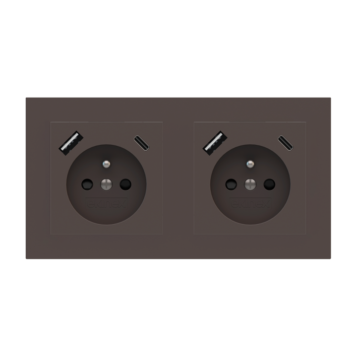 Rectangular Plate 71 (Form/Flank/NF) (80x151) 2 windows (55x55)+(55x55) Fenix NTM Cocoa Orinoco