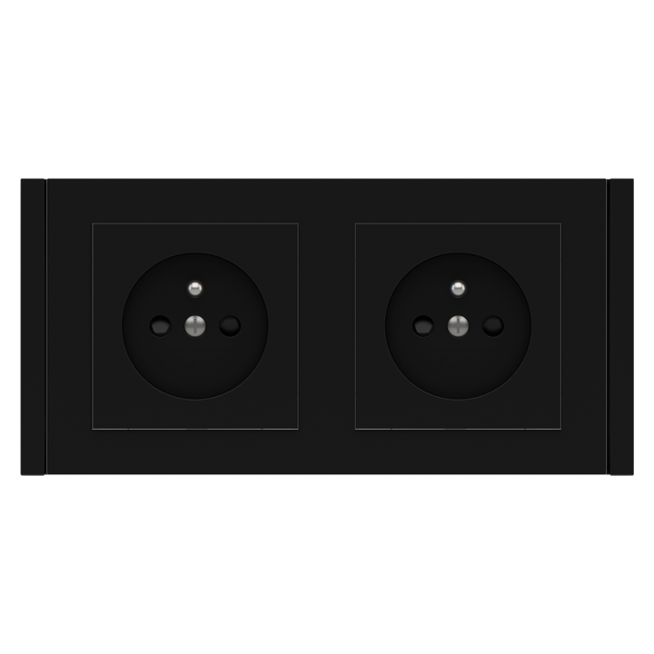 Rectangular Plate 71 (Form/Flank/NF) (80x151) 2 windows (55x55)+(55x55) Black Plastic