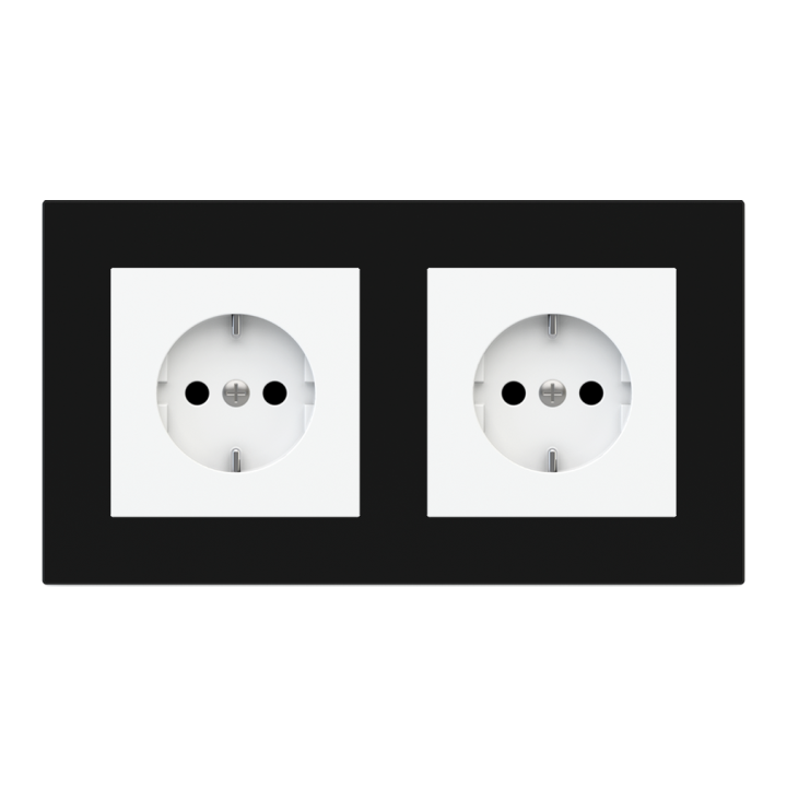 Rectangular Plate Deep (FF/71/20Venti) (87x158) 2 windows (45x45)+(45x45) Plastic Intense Black