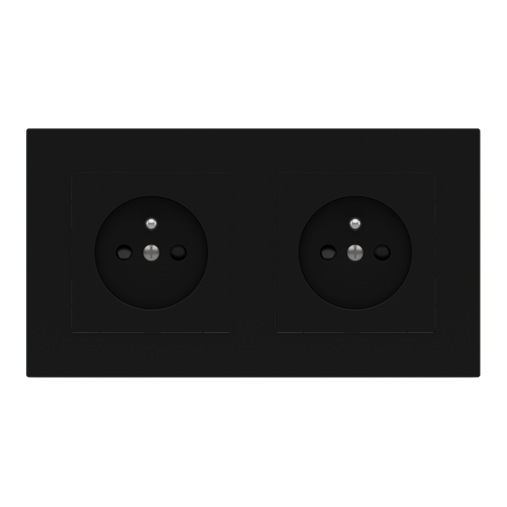 Rectangular Plate Deep (FF/71/20Venti) (87x158) 2 windows (55x55)+(55x55) Plastic Intense Black