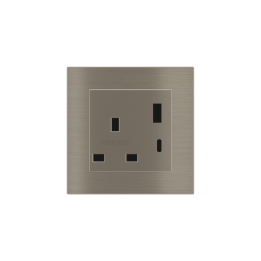 2 USB port (Type A+TypeC) painted Square Cover UK socket (55x55) Metal Nickel