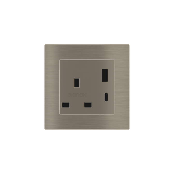 Ekinex розетка 55x55 mm никель металл EK-PSC-UK-USB-GBR