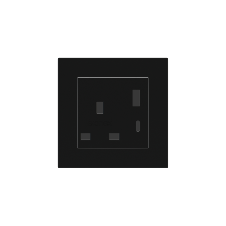 2 USB port (Type A+TypeC) painted Square Cover UK socket (55x55) Black Plastic