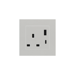 2 USB port (Type A+TypeC) painted Square Cover UK socket (55x55) Silver Plastic