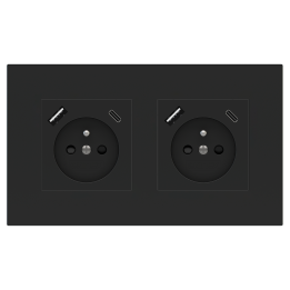 Rectangular Plate Surface (71/20Venti) (98x168) 2 windows (55x55)+(55x55) Fenix NTM Black Ingo