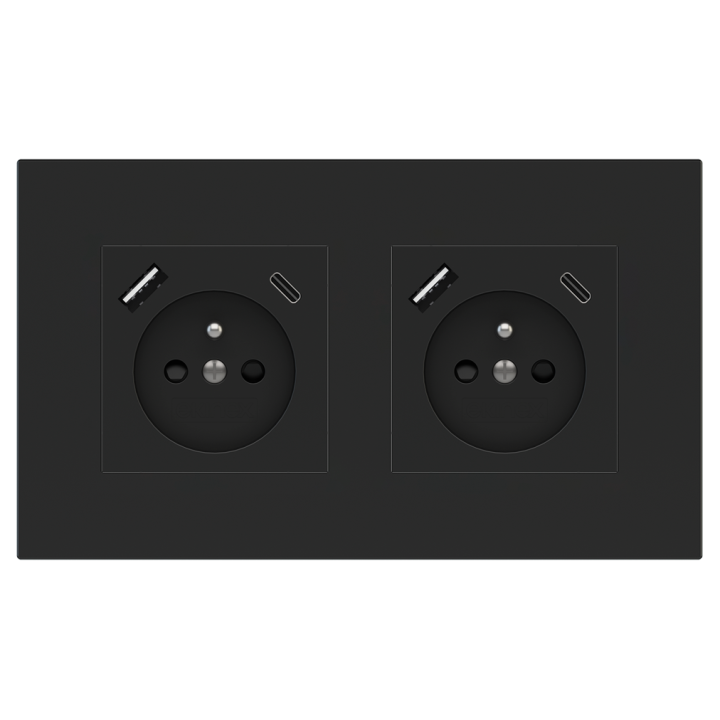 Rectangular Plate Surface (71/20Venti) (98x168) 2 windows (55x55)+(55x55) Fenix NTM Black Ingo