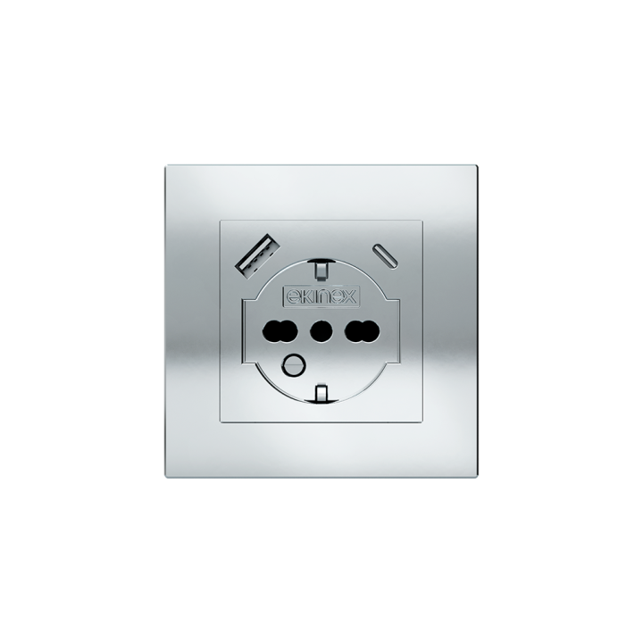 Square Plate Deep (FF/71/20Venti) (87x87) 1 window (55x55) Metal HT Chrome