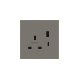 2 USB port (Type A+TypeC) painted Square Cover UK socket (55x55) Fenix NTM Grey London