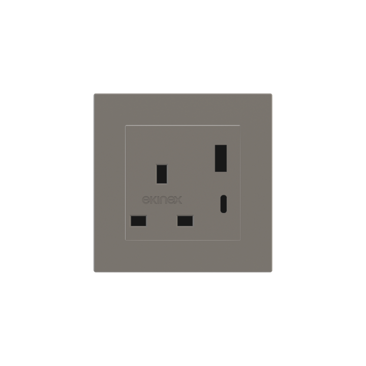 Ekinex розетка 55x55 mm серый Fenix NTM EK-PSC-UK-USB-FGL