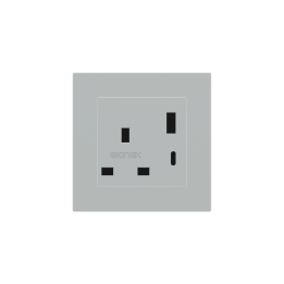 2 USB port (Type A+TypeC) painted Square Cover UK socket (55x55) Fenix NTM Grey Ephesus
