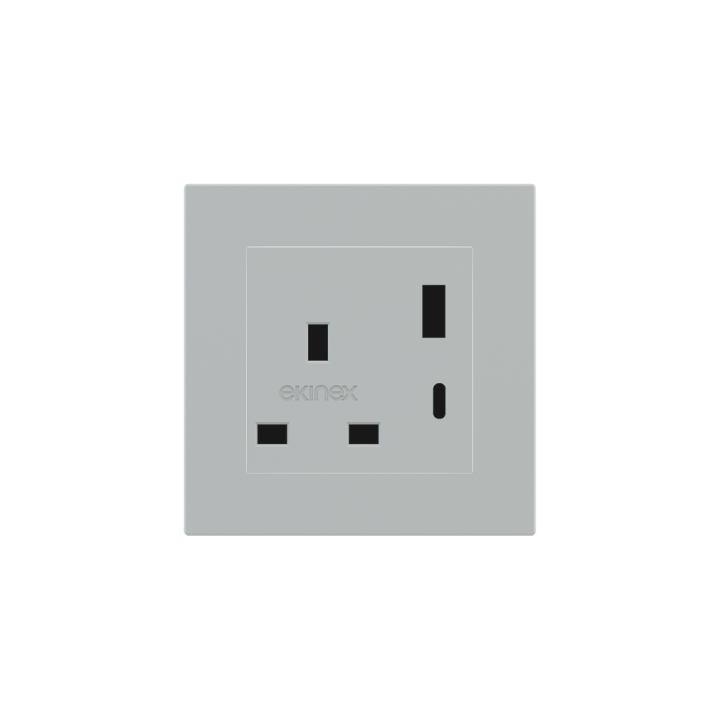 Ekinex розетка 55x55 mm серый Fenix NTM EK-PSC-UK-USB-FGE