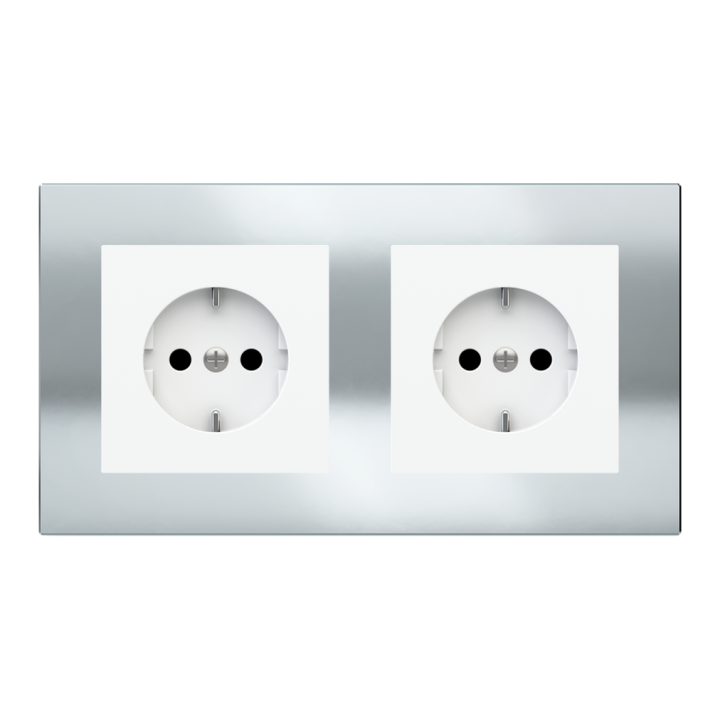 Rectangular Plate Deep (FF/71/20Venti) (87x158) 2 windows (45x45)+(45x45) Metal HT Chrome