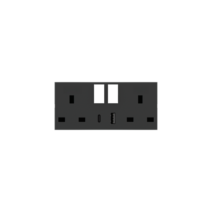 Double front cover Anthracite grey (RAL 7016) - UK USB A/C