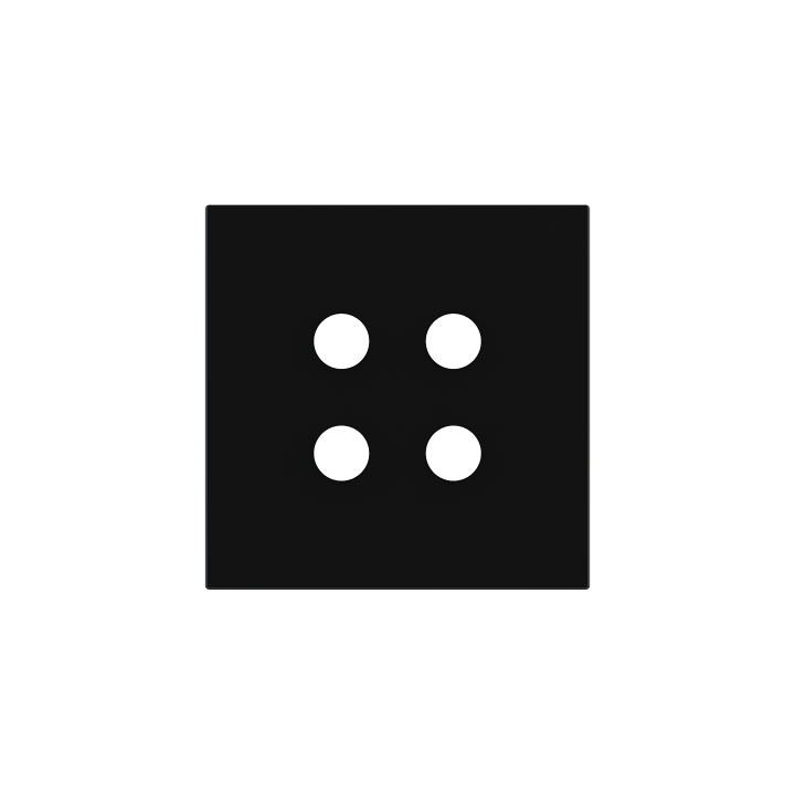 Square magnetic plate for a 4-rocker push button Proxima series Metal Insense Black