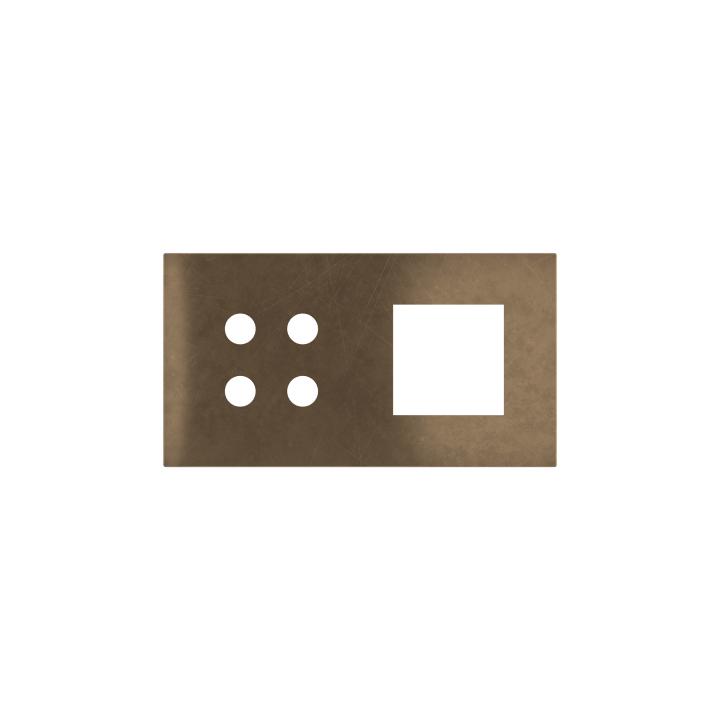 Magnetic plate 2-fold for 4-rocker push button + (45x45 mm window) Proxima series Metal Bronze Corked