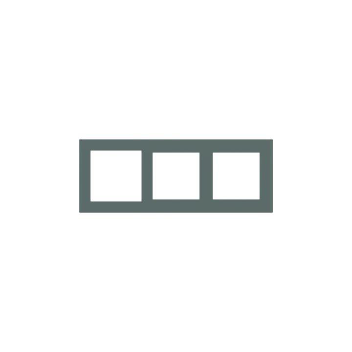 Rectangular Plate Deep (FF/71/20Venti) (87x229) 3 windows (60x60)+(55x55)+(55x55) Fenix NTM Green Commodore