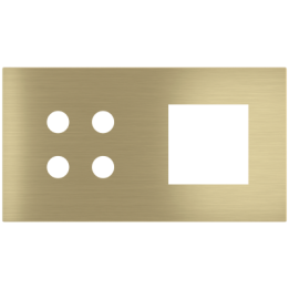 Magnetic plate 2-fold for 4-rocker push button + (45x45 mm window) Proxima series Metal Brass