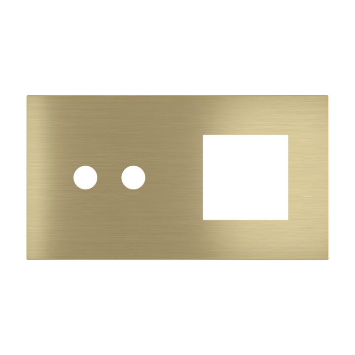 Magnetic plate 2-fold for 2-rocker push button + (45x45 mm window) Proxima series Metal Brass