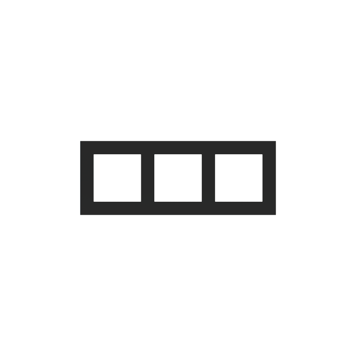 Rectangular Plate Deep (FF/71/20Venti) (87x229) 3 windows (55x55)+(55x55)+(55x55) Fenix NTM Black Ingo