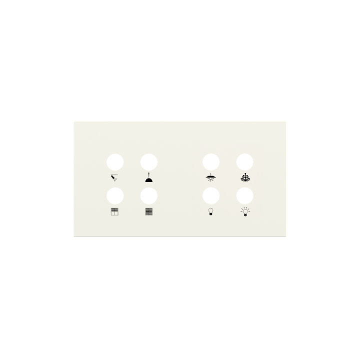 Magnetic plate 2-fold for 4-rocker push buttons Proxima series Metal Warm White + customization