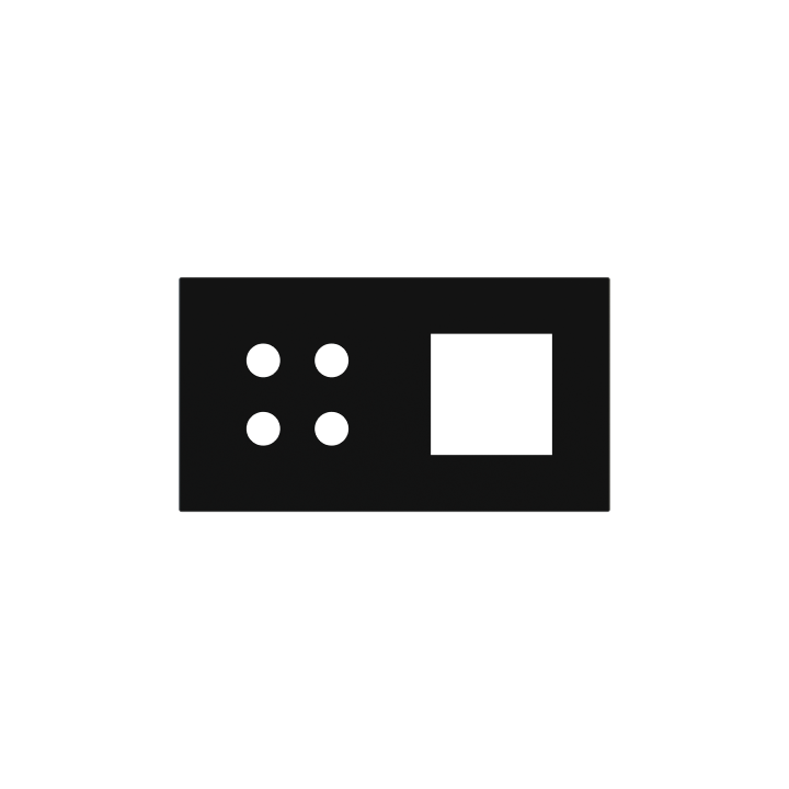 Magnetic plate 2-fold for 4-rocker push button + (45x45 mm window) Proxima series Metal Insense Black