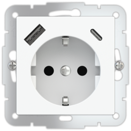 Power socket Schuko version (German standard), USB A-C, 55x55 mm