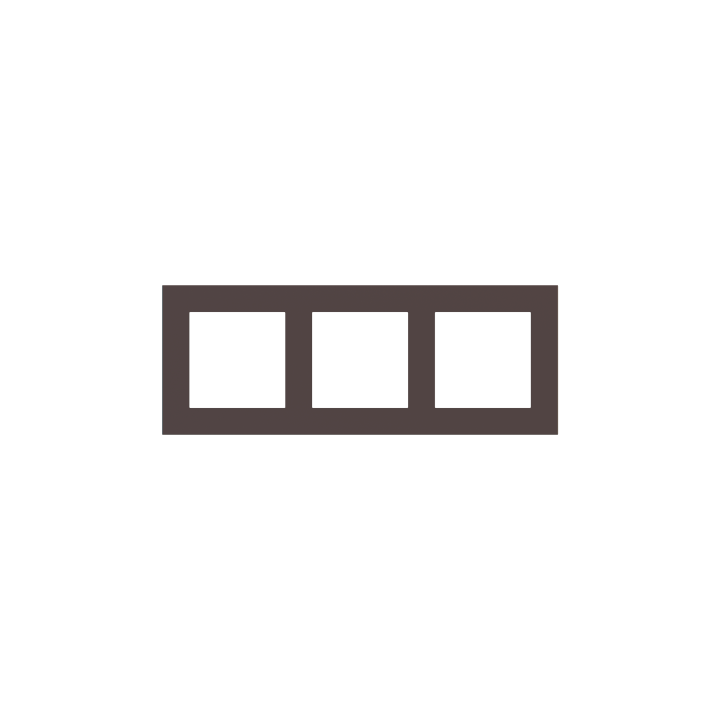 Rectangular Plate Deep (FF/71/20Venti) (87x229) 3 windows (55x55)+(55x55)+(55x55) Fenix NTM Cocoa Orinoco