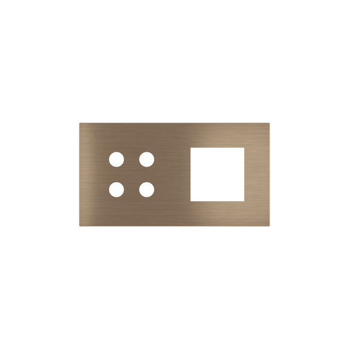Magnetic plate 2-fold for 4-rocker push button + (45x45 mm window) Proxima series Metal Dark Chocolate