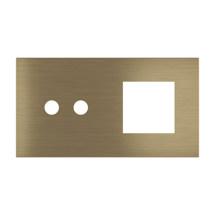 Magnetic plate 2-fold for 2-rocker push button + (45x45 mm window) Proxima series Metal Antique Brass