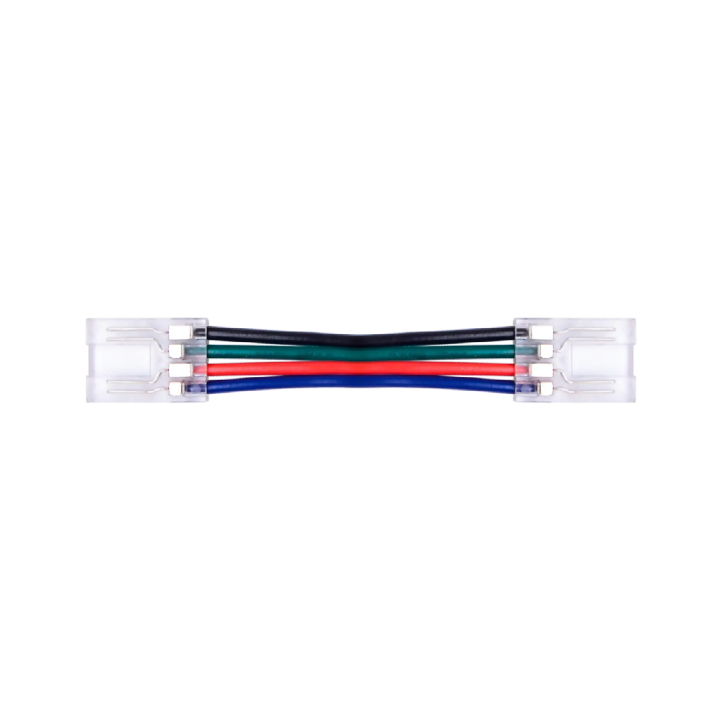 Conector para tira de LED 10mm cable bruja doble cara transparente 4pin 3.5A