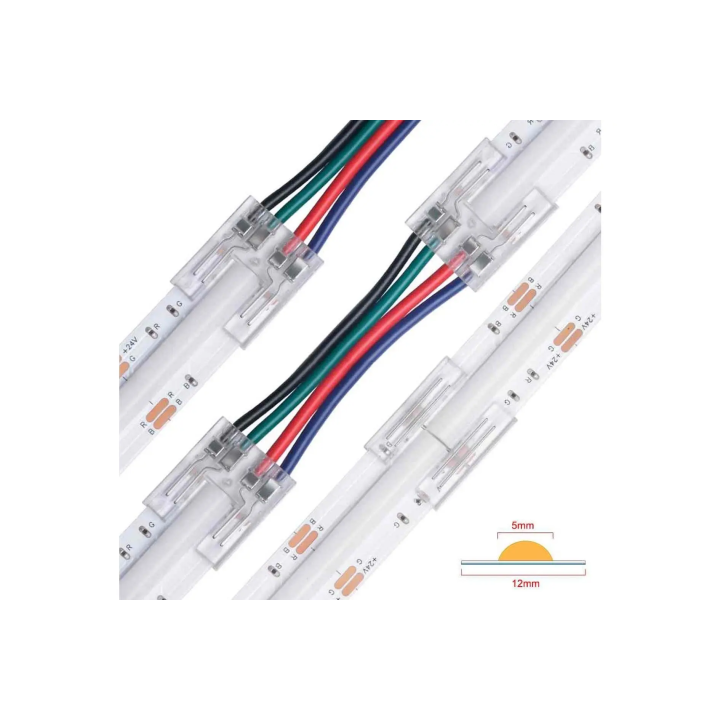 Conector tira LED 12mm cable bruja transparente 3pin 3.5A