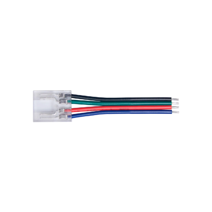 Conector tira LED 12mm cable bruja transparente 4pin 3.5A