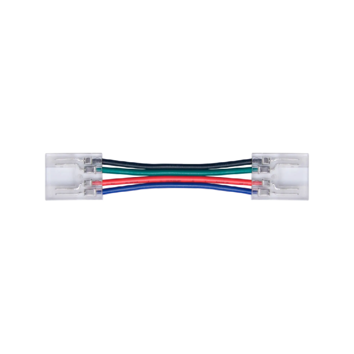 Conector para tira de LED 12mm cable bruja doble cara transparente 4pin 3.5A